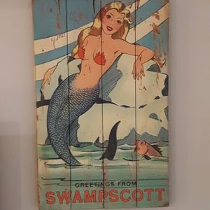 Wooden mermaid painting